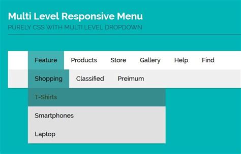 Create excellent website navigability with this beautiful, responsive and free transparent menu template. . Multi level menu css horizontal